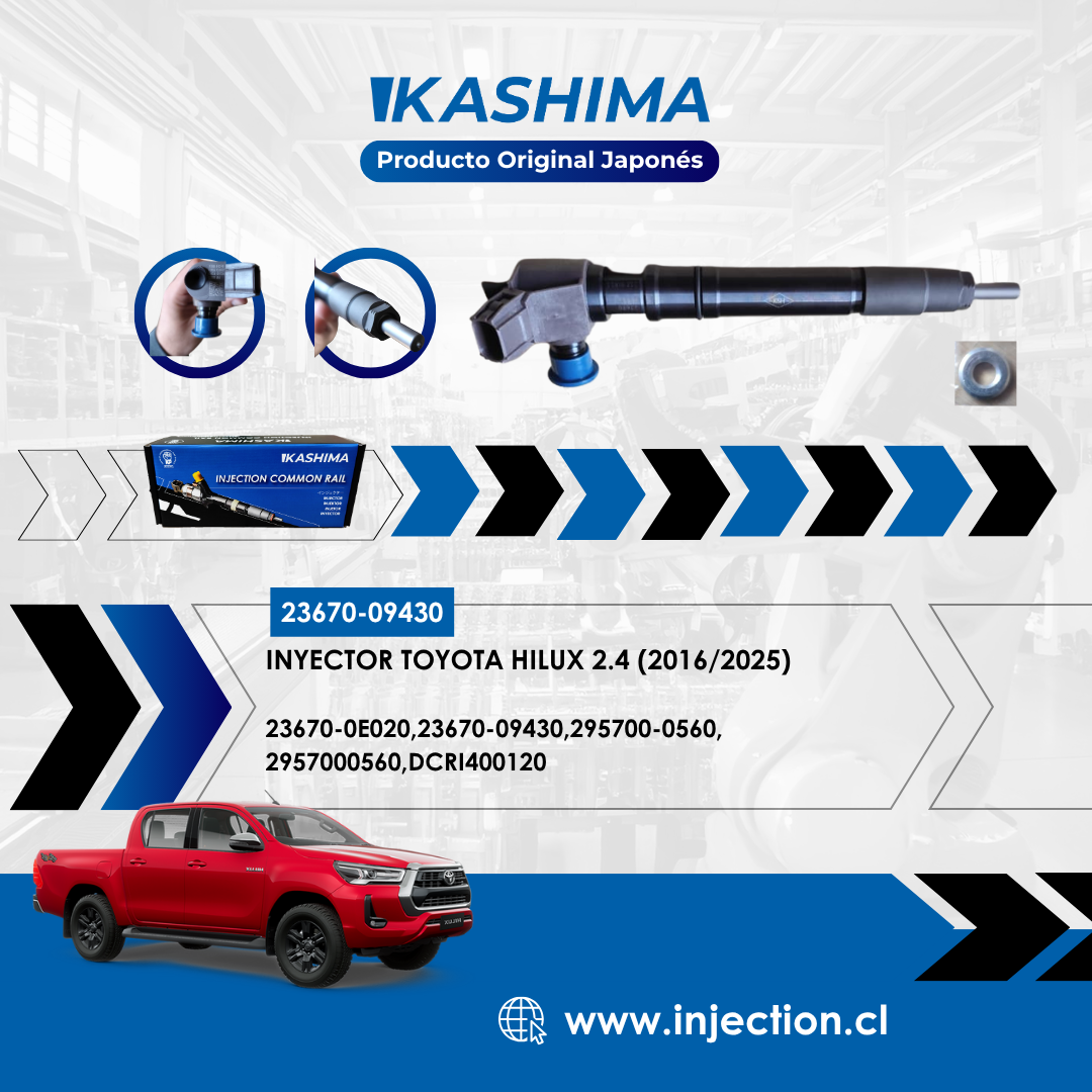 Inyector Toyota Hilux 2.4 Original Japonés Kashima | Códigos 23670-09430