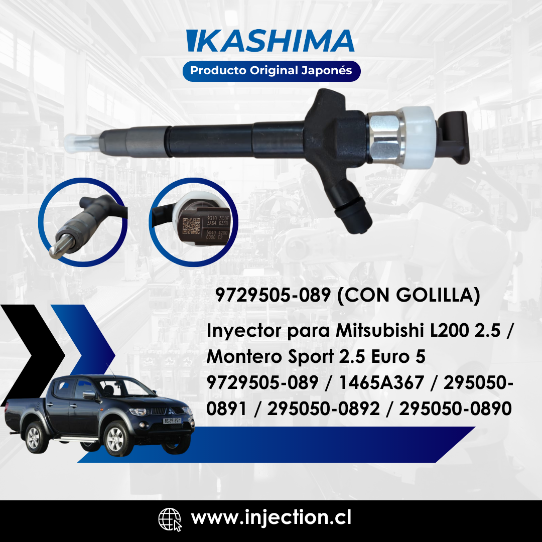 Inyector Mitsubishi L200 2.5  Euro 5 Original Japonés Kashima | Códigos 97295050-089